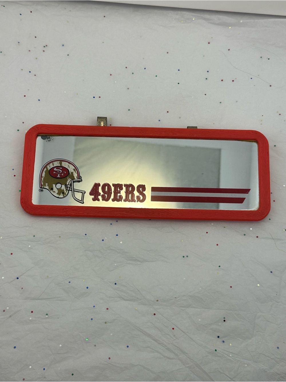 Vintage Official 49ers Red Trim Mirror - Team Logo Decor